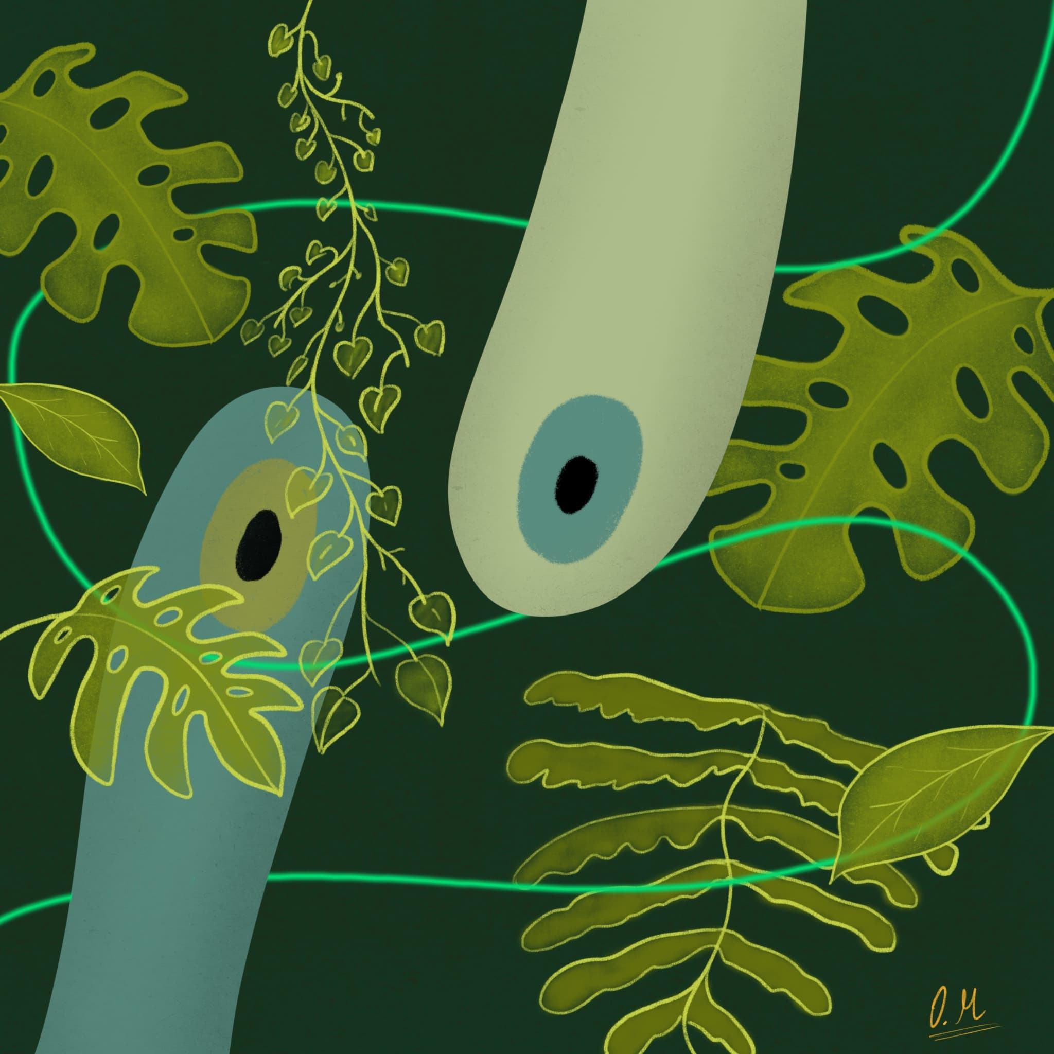 Neon encounter illustration