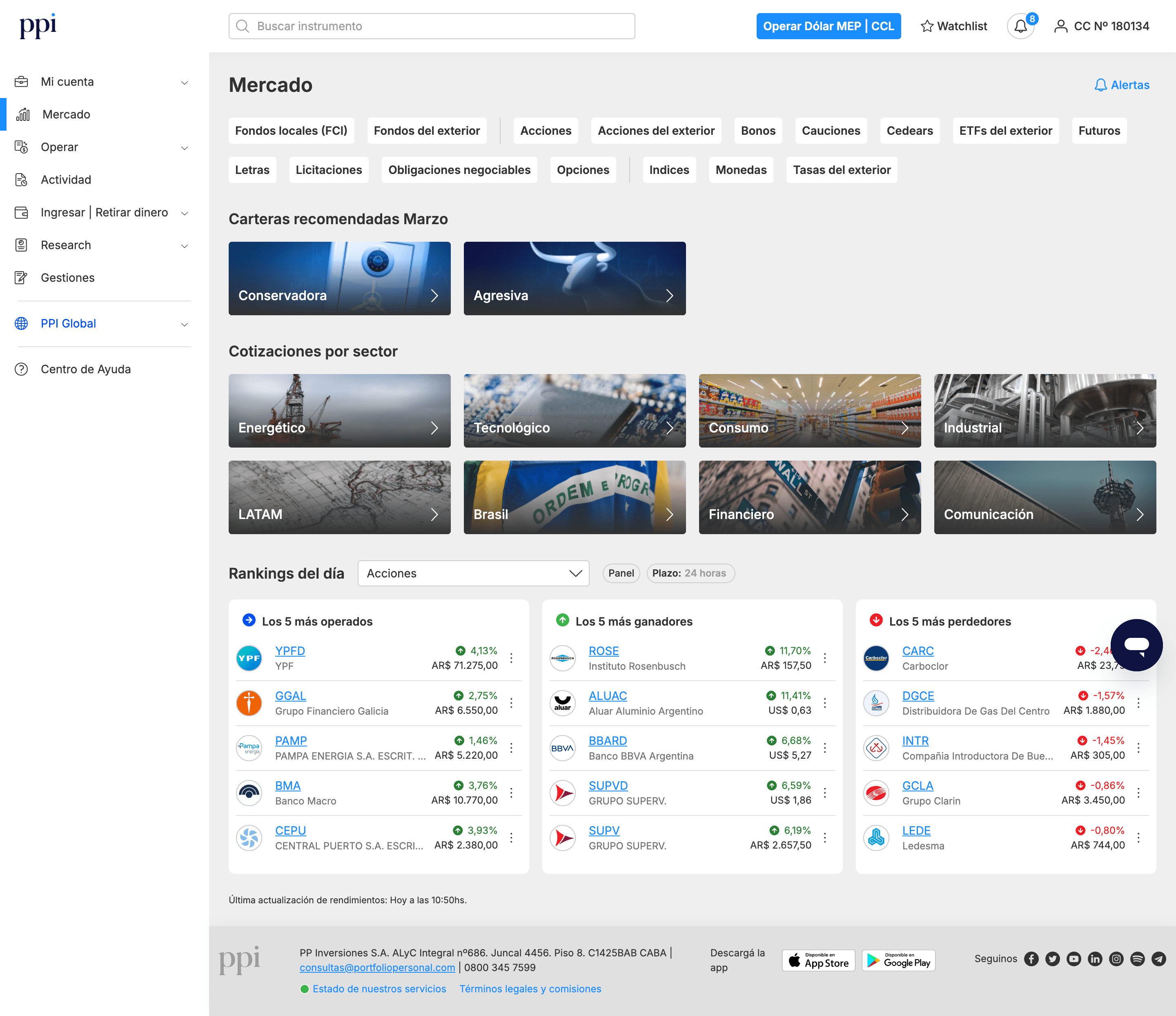 Cotify — Mercado overview screen